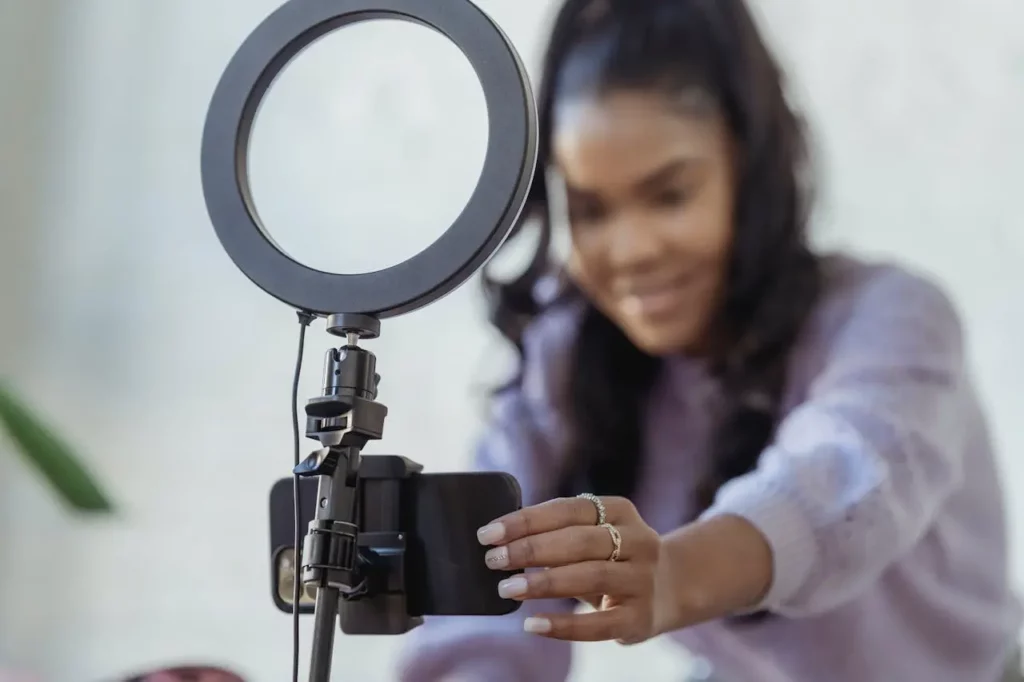 A realtor creating a neighborhood video tour for winter listings