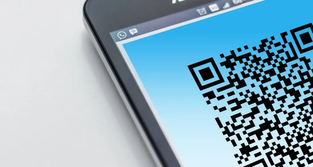 A QR code on a business card for Google reviews.
