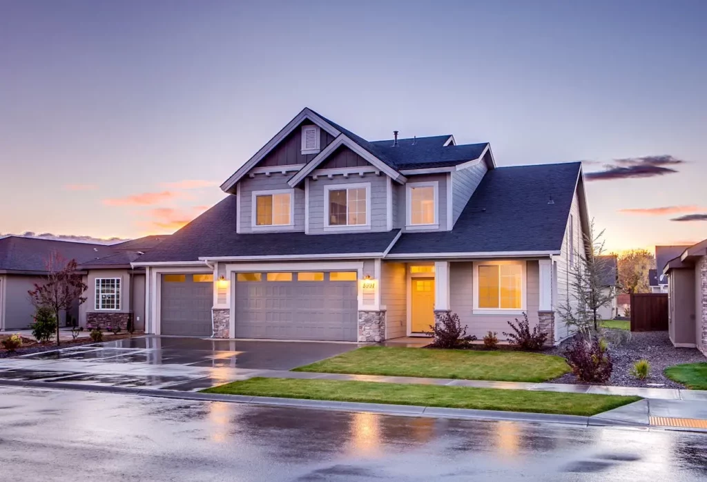 A beautifully designed real estate ad featuring a modern home.
