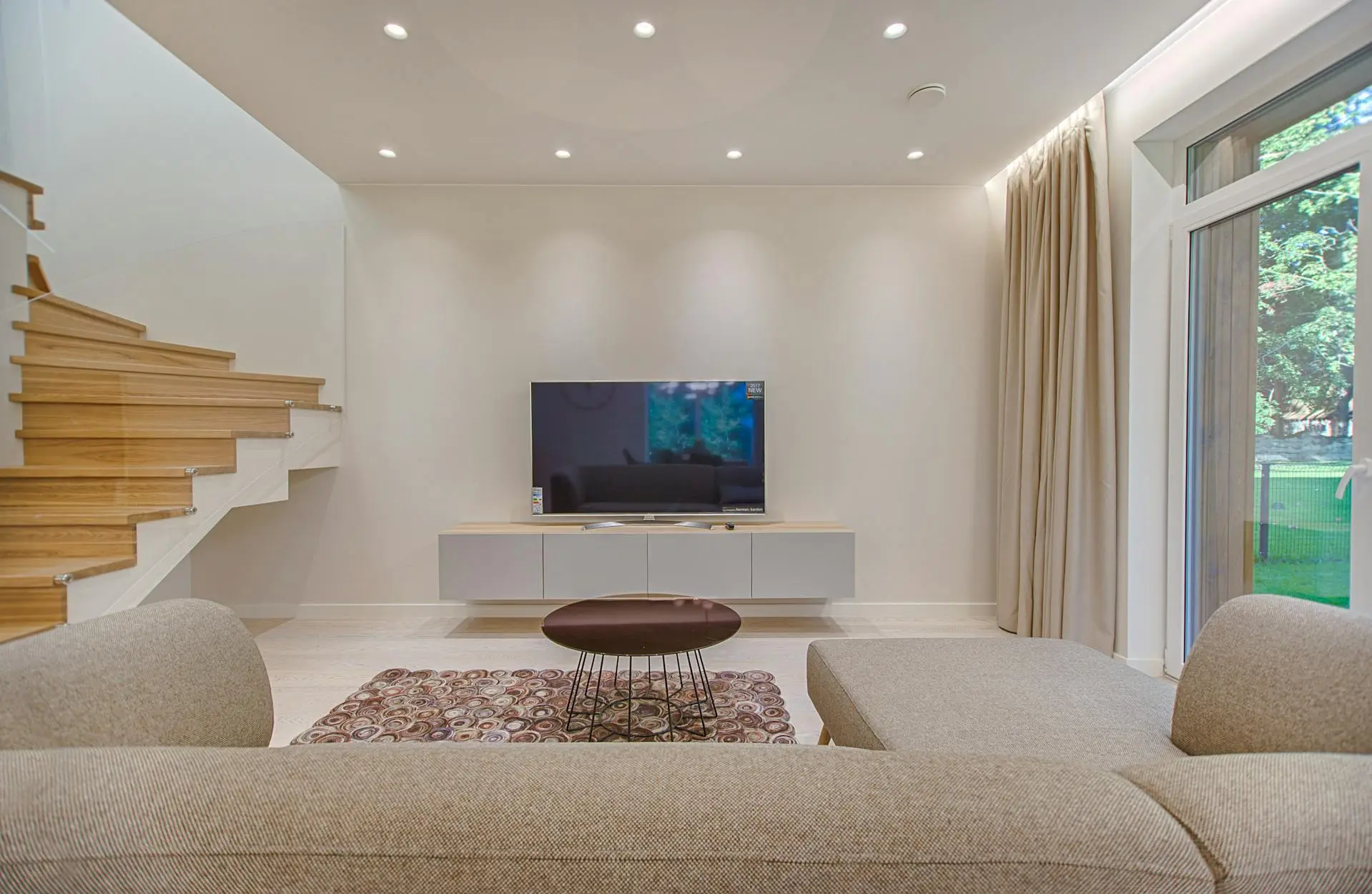 A well staged living room with minimal decor improvements